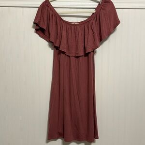 Off the shoulder mauve flowy dress; women’s size medium